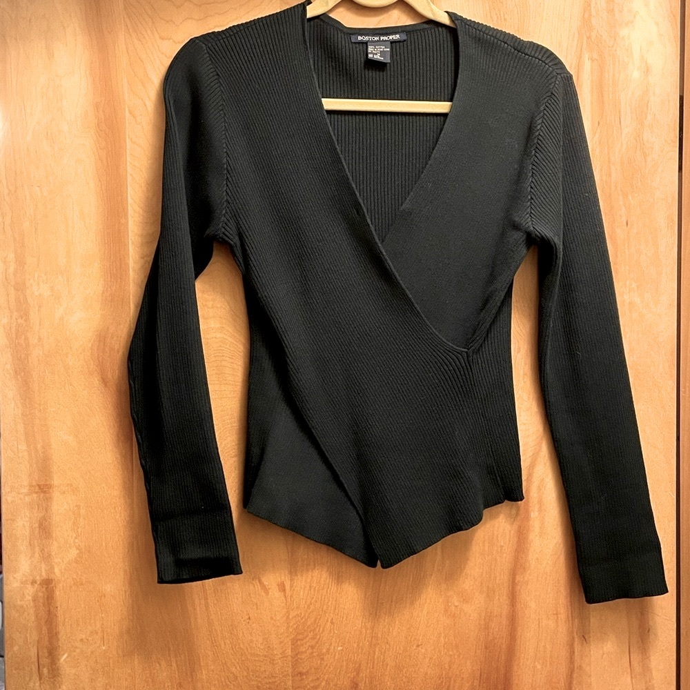 Boston Proper V neck faux wrap top